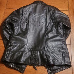 Harley Davidson Black Leather Jacket - Women's Size Large